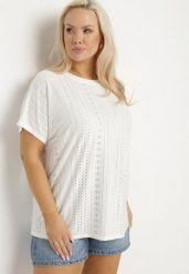 Biały Klasyczny T-shirt z Bawełną Nilavienna. Białe bluzki damskie Born2be, uniwersalny, bez wzorów, z bawełny, klasyczne, bez kołnierzyka. Za 34.99 zł.