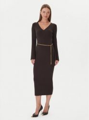 MICHAEL Michael Kors Sukienka dzianinowa MF5835G4VR Brązowy Slim Fit. Brązowe sukienki damskie MICHAEL Michael Kors, s, bez wzorów, z dzianiny, bez kołnierzyka, bez ramiączek. Za 1,229.00 zł.