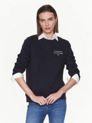 Tommy Hilfiger Bluza UW0UW04521 Granatowy Regular Fit. Niebieskie bluzy damskie Tommy Hilfiger, l, bez wzorów, z bawełny, bez kaptura. Za 269.99 zł.