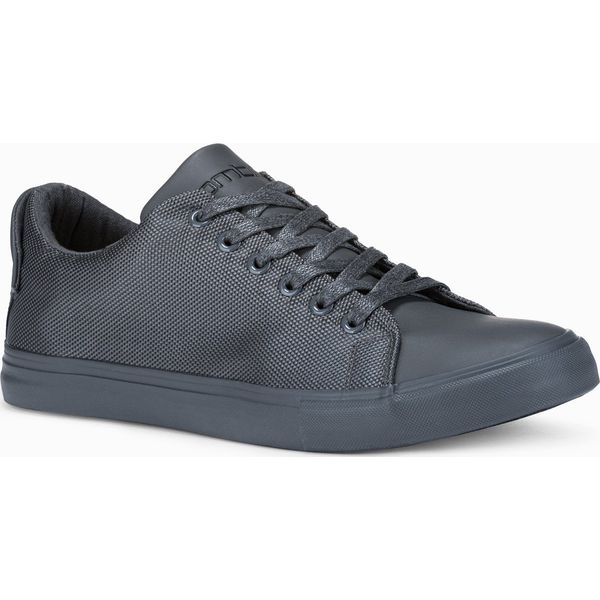 Casualowe jednokolorowe trampki męskie z łączonych materiałów – szare V5. Szare trampki męskie Ombre Clothing, bez wzorów, z gumy, casualowe, bez zapięcia. W wyprzedaży za 79.99 zł.