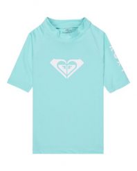 Dziewczęca koszulka z lycry WHOLE HEARTED z krótkim rękawem. Niebieskie t-shirty i topy dla dziewczynek Roxy, bez wzorów, z elastanu, bez ramiączek. Za 79.99 zł.