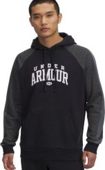 Under Armour Bluza męska Rival Fleece Colorblock Hoodie czarny 6003958 001 XL. Czarne bluzy męskie Under Armour, m, bez wzorów, bez kaptura. Za 254.32 zł.
