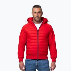 Kurtka męska Pitbull Palomar Padded Hooded Hybrid. Czerwone kurtki sportowe męskie PITBULL, l, bez wzorów, z poliesteru, na fitness i siłownię. Za 219.99 zł.