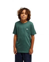 Koszulka z krótkim rękawem dla Chłopcy BASIC Zielony. Zielone t-shirty dla chłopców Quiksilver, bez wzorów, z bawełny, bez ramiączek. Za 64.99 zł.