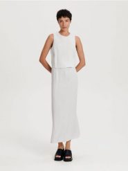 Spódnica maxi z lyocellem - jasnoszary. Szare spódnice damskie Reserved, l, bez wzorów, z lyocellu, maxi, proste. W wyprzedaży za 29.99 zł.