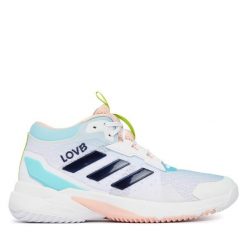 Buty halowe adidas. Białe obuwie sportowe damskie Adidas, bez wzorów. Za 597.99 zł.