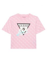 Guess Kids Top 180604 Różowy Regular Fit. Czerwone t-shirty i topy dla dziewczynek Guess Kids, z aplikacjami, bez ramiączek. Za 139.99 zł.