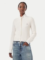 Tommy Jeans Kardigan DW0DW23355 Kremowy Slim Fit. Białe kardigany damskie Tommy Jeans, xl, bez wzorów, z jeansu. Za 449.99 zł.
