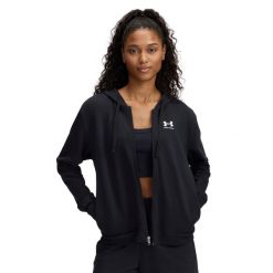 Bluza Under Armour Ua Rival Terry Fz Damskie. Czarne bluzy sportowe damskie Under Armour, s, bez wzorów, bez kaptura, na fitness i siłownię. Za 312.50 zł.