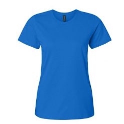 Damska Koszulka Softstyle O Średniej Grubości. Niebieskie koszulki sportowe damskie Gildan, s, bez wzorów, sportowe, bez kołnierzyka. Za 44.99 zł.