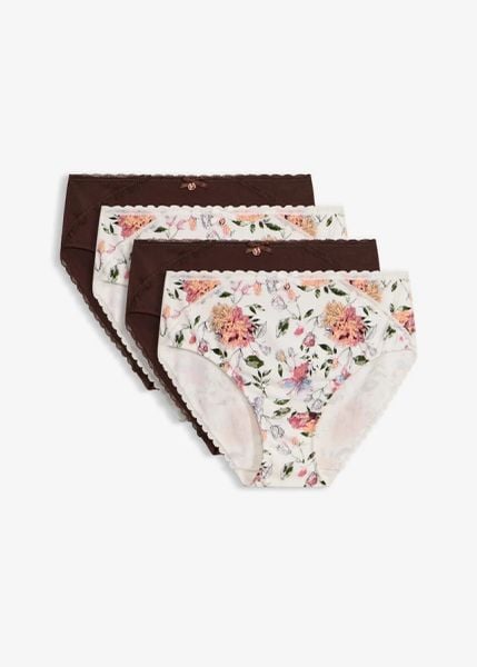 Figi maxi z bawełną (zestaw 5 szt.). Białe figi damskie bonprix, bez wzorów, z bawełny. Za 77.99 zł.