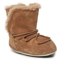 Śniegowce Moon Boot. Brązowe buty zimowe dziewczęce Moon Boot, bez zapięcia. Za 439.99 zł.