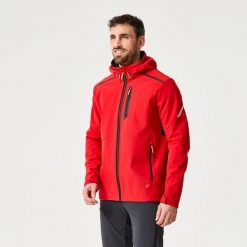 Kurtka softshell żeglarska męska Decathlon 500. Szare kurtki męskie Decathlon, m, bez wzorów, z materiału, klasyczne, z kapturem. Za 239.99 zł.