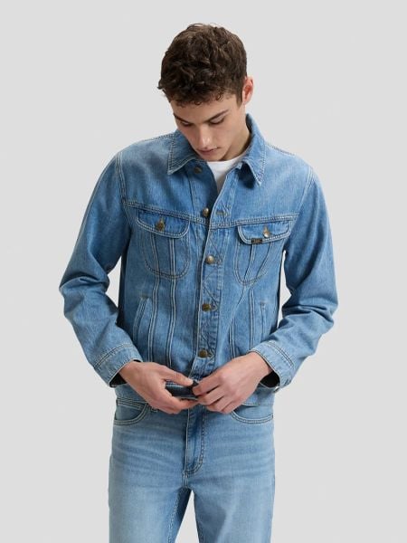 MESKA KURTKA LEE RIDER JACKET FIRESTONE 112377246. Kurtki męskie Lee, m, bez wzorów, z jeansu, bez kaptura. Za 199.99 zł.