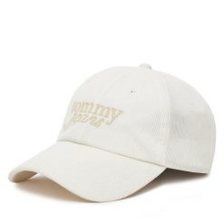 Czapka z daszkiem Tommy Jeans. Białe czapki i kapelusze damskie Tommy Jeans, bez wzorów, z jeansu. Za 104.99 zł.