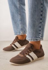 Brązowe Sneakersy Kultowe Tenisówki z Marszczeniem przy Pięcie Rhodophine. Brązowe trampki i tenisówki damskie Born2be, bez wzorów, z jeansu, eleganckie, bez zapięcia. Za 109.99 zł.