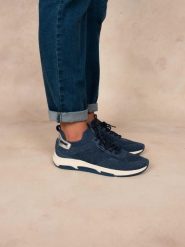 Buty sportowe damskie TBS Jellina. Niebieskie obuwie sportowe damskie TBS, bez wzorów, z materiału, trekkingowe. Za 423.85 zł.