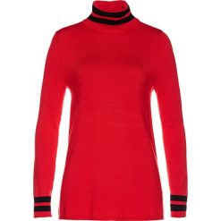 Sweter z golfem bonprix truskawkowo-czarny w paski. Swetry damskie bonprix. Za 37.99 zł.