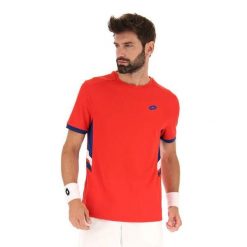 Koszulka tenisowa męska Lotto Squadra III Tee. Czerwone koszulki sportowe męskie Lotto, m, bez wzorów, z materiału, bez kołnierzyka, bez ramiączek, na fitness i siłownię. Za 145.00 zł.