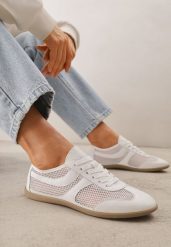 Białe Siateczkowe Sneakersy w Stylu Tenisówek Adranella. Białe obuwie sportowe damskie Renee, bez wzorów, tenisowe. Za 69.99 zł.