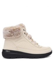 Skechers Trzewiki Glacial Ultra 144199/NTBK Beżowy. Brązowe botki damskie Skechers, ze skóry, bez obcasa, na płaskiej podeszwie, bez zapięcia. Za 299.99 zł.