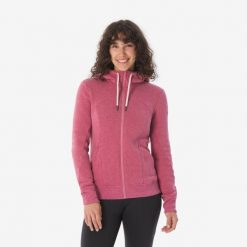 Bluza turystyczna damska Quechua NH500. Czerwone bluzy sportowe damskie QUECHUA, xl, bez wzorów, z materiału, bez kaptura, trekkingowe. Za 129.99 zł.