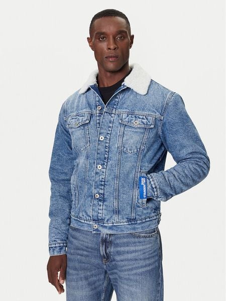 Karl Lagerfeld Jeans Kurtka jeansowa A4M14014 Niebieski Regular Fit. Niebieskie kurtki męskie Karl Lagerfeld Jeans, l, bez wzorów, z bawełny, bez kaptura. Za 999.99 zł.