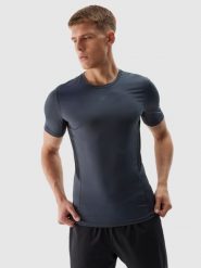 4F Koszulka treningowa slim z materiałów z recyklingu męska - grafitowa 3XL. Szare koszulki sportowe męskie 4f, m, bez wzorów, z dzianiny, klasyczne, bez kołnierzyka. W wyprzedaży za 59.99 zł.