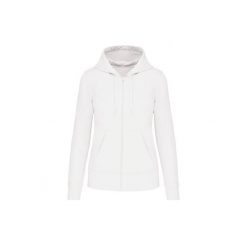 Ekologiczna damska bluza rozpinana z kapturem Kariban. Białe bluzy damskie KARIBAN, bez wzorów, z kapturem. Za 181.50 zł.