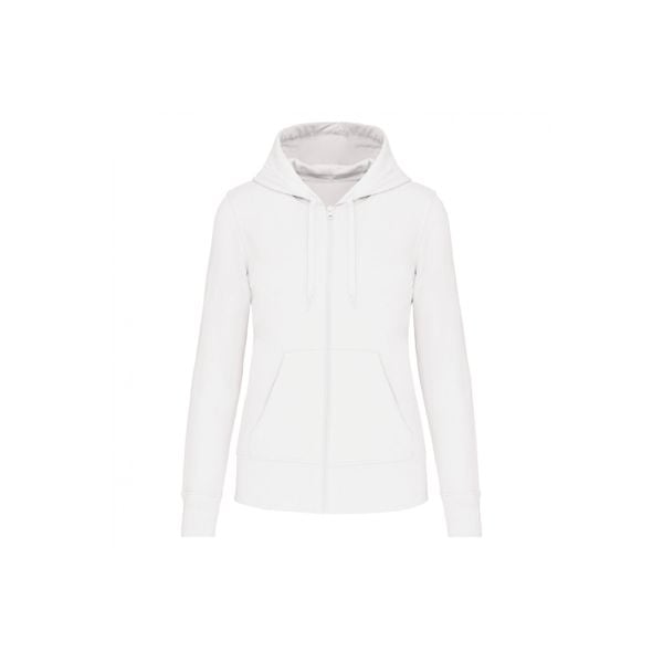 Ekologiczna damska bluza rozpinana z kapturem Kariban. Białe bluzy damskie KARIBAN, bez wzorów, z kapturem. Za 181.50 zł.