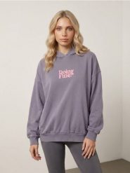 Bluza hoodie z efektem sprania - niebieski. Niebieskie bluzy damskie Sinsay, l, bez wzorów, bez kaptura. Za 59.99 zł.