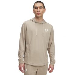 Bluza z kapturem Under Armour Rival Terry LC. Brązowe bluzy męskie Under Armour, l, bez wzorów, z materiału, z kapturem, na fitness i siłownię. Za 281.91 zł.