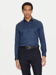 Calvin Klein Koszula K10K114316 Granatowy Slim Fit. Niebieskie koszule męskie Calvin Klein, m, bez wzorów, z bawełny, bez kołnierzyka, bez ramiączek. Za 219.99 zł.