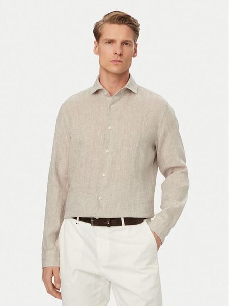 JOOP! Koszula Pai-W 30102661 Beżowy Regular Fit. Brązowe koszule męskie JOOP!, m, bez wzorów, ze lnu, bez kołnierzyka, bez ramiączek. Za 360.99 zł.