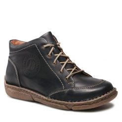 Botki Josef Seibel. Czarne botki damskie Josef Seibel, bez obcasa, na płaskiej podeszwie, bez zapięcia. Za 389.99 zł.