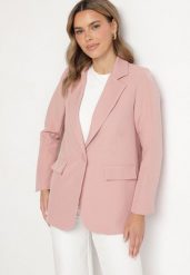 Różowa Marynarka Jednorzędowa ze Wzorem Pasków Viviella. Czerwone żakiety damskie Born2be, l, bez wzorów, z jeansu, eleganckie. Za 109.99 zł.