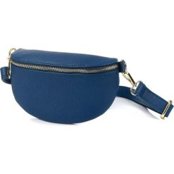 Vera Pelle Granatowa Damska Skórzana Włoska Saszetka Nerka na pasek B68. Paski damskie Vera Pelle, bez wzorów. Za 131.99 zł.