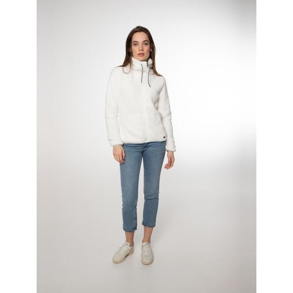 Bluza polarowa rozpinana damska Protest RIRI. Białe bluzy sportowe damskie Protest, bez wzorów, z polaru, bez kaptura, trekkingowe. Za 299.99 zł.