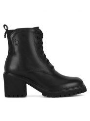 U.S. Polo Assn. Botki MILVA001W/DLE1 Czarny. Czarne botki damskie U.S. Polo Assn., ze skóry, bez obcasa, na słupku, bez zapięcia. Za 399.99 zł.