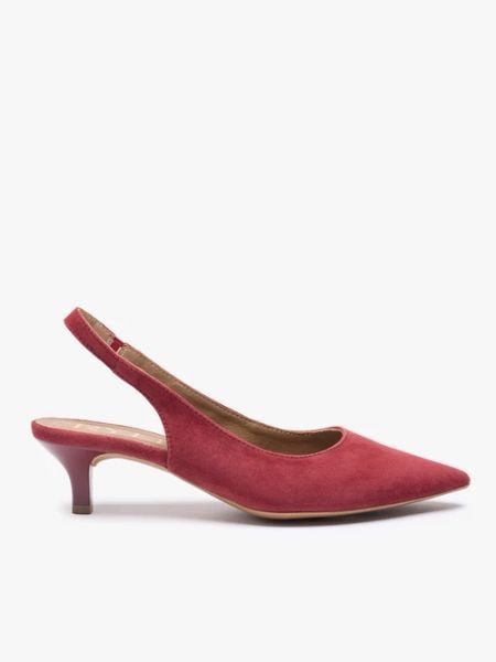 Bordowe czółenka bez pięty slingback. Czerwone czółenka damskie Ryłko, bez wzorów, z gumy, eleganckie, bez obcasa, na obcasie, bez zapięcia. Za 379.99 zł.