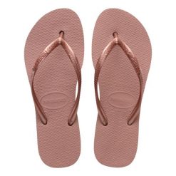 Japonki damskie Havaianas Slim Platform. Czerwone klapki damskie Havaianas, bez wzorów, sportowe, bez obcasa. Za 99.99 zł.
