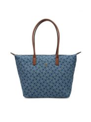 Tommy Hilfiger Torebka Popette Tote Denim Flag AW0AW18613 Niebieski. Niebieskie torebki do ręki damskie Tommy Hilfiger, bez wzorów, z denimu, bez dodatków. Za 489.99 zł.