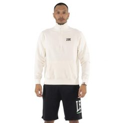 Bluza z bawełna z zamek błyskawiczny na czas wolny. Białe bluzy męskie LEONE 1947 APPAREL, z bawełny, bez zapięcia, na fitness i siłownię. W wyprzedaży za 164.19 zł.