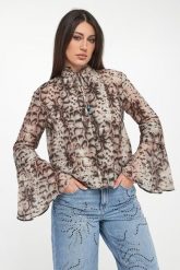 Bluzka damska w zwierzęcy wzór Caracalla PINKO. Bluzki damskie Pinko, bez wzorów, bez kołnierzyka, bez ramiączek. Za 1,059.00 zł.