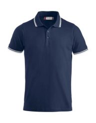 Clique Polo Amarillo z czesaną bawełną – unisex, paski kontrastowe – navy. Niebieskie paski damskie CLIQUE, bez wzorów, z bawełny, klasyczne. Za 138.76 zł.