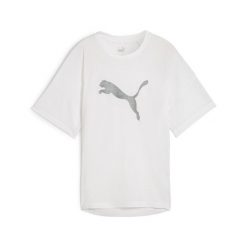 Damska koszulka z nadrukiem EVOSTRIPE PUMA White. Białe koszulki sportowe damskie Puma, xs, bez wzorów, sportowe, bez kołnierzyka. Za 186.00 zł.
