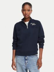 Tommy Hilfiger Bluza WW0WW51878 Granatowy Regular Fit. Niebieskie bluzy damskie Tommy Hilfiger, s, bez wzorów, z bawełny, bez kaptura. Za 649.99 zł.