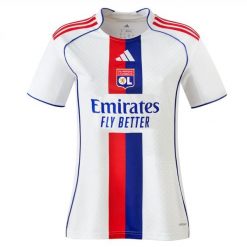 Koszulka domowa damska OL 2025/26. Białe t-shirty damskie OLYMPIQUE LYONNAIS, s, bez wzorów, z materiału, bez kołnierzyka. Za 351.20 zł.