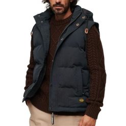 Kurtka bez rękawów z kapturem Superdry Everst. Niebieskie kurtki męskie Superdry., na zimę, s, bez wzorów, z materiału, eleganckie, z kapturem. Za 552.90 zł.