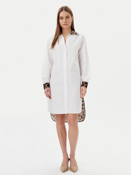 LOLA CASADEMUNT Sukienka koszulowa LS2515040 Biały Regular Fit. Białe sukienki damskie LOLA CASADEMUNT, s, bez wzorów, z bawełny, bez kołnierzyka, bez ramiączek, koszulowe. Za 309.99 zł.